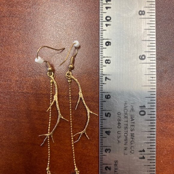 Long Gold Dipped Antler Earrings - Picture 2 of 2